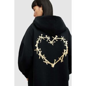 Bavlněná mikina AllSaints Perta Etienne dámská, černá barva, s kapucí, s potiskem