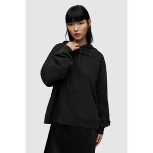 Bavlněná mikina AllSaints STARDUST dámská, černá barva, s kapucí, s potiskem