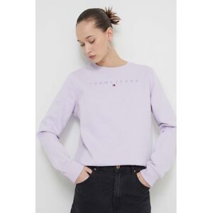 Mikina Tommy Jeans dámská, fialová barva, s aplikací