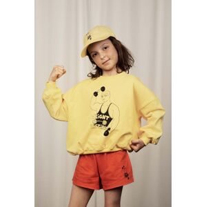 Dětská bavlněná mikina Mini Rodini Weight lifting žlutá barva, s potiskem