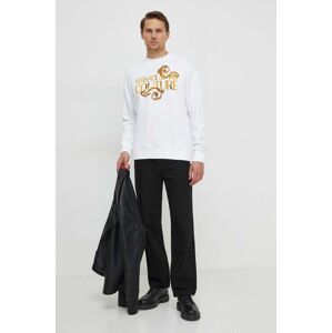 Bavlněná mikina Versace Jeans Couture pánská, bílá barva, s potiskem, 76GAIG01 CF01G
