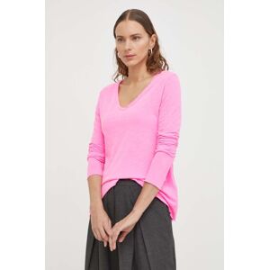 Tričko s dlouhým rukávem American Vintage růžová barva
