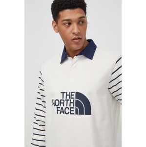 Bavlněné tričko s dlouhým rukávem The North Face béžová barva, s potiskem