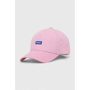 Bavlněná baseballová čepice Hugo Blue růžová barva, s aplikací