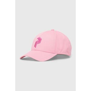 Bavlněná baseballová čepice Peak Performance růžová barva, s aplikací