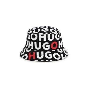 Oboustranná bavlněná dětská čepice HUGO černá barva