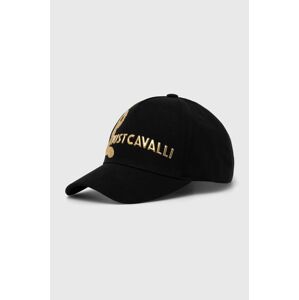 Bavlněná baseballová čepice Just Cavalli černá barva, s aplikací, 76QAZK5A ZG263