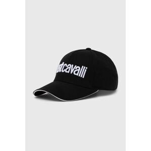 Bavlněná baseballová čepice Just Cavalli černá barva, s aplikací, 76QAZK30 ZG192