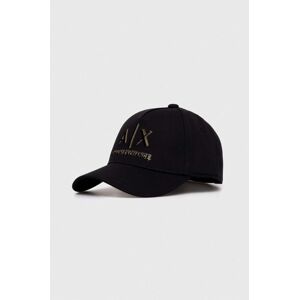 Bavlněná baseballová čepice Armani Exchange černá barva, s potiskem, 954227 4R121