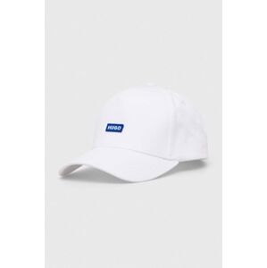 Bavlněná baseballová čepice Hugo Blue bílá barva, s aplikací