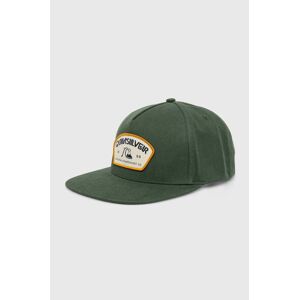 Bavlněná baseballová čepice Quiksilver zelená barva, s aplikací