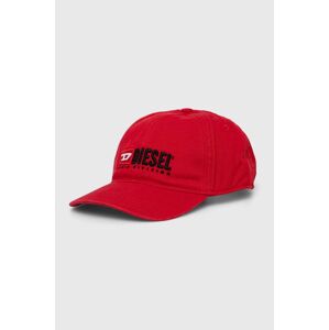 Bavlněná baseballová čepice Diesel červená barva, s aplikací