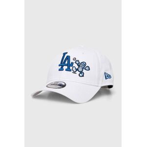 Bavlněná baseballová čepice New Era LOS ANGELES DODGERS bílá barva, s aplikací
