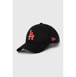 Bavlněná baseballová čepice New Era LOS ANGELES DODGERS černá barva, s aplikací