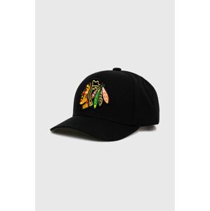 Kšiltovka Mitchell&Ness NHL CHICAGO BLACKHAWKS černá barva, s aplikací