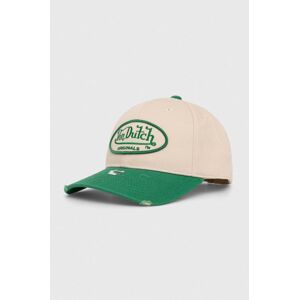 Bavlněná baseballová čepice Von Dutch zelená barva, s aplikací