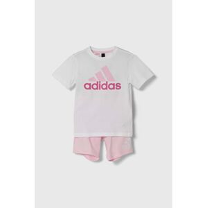 Dětská bavlněná souprava adidas růžová barva