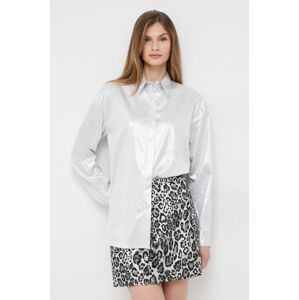 Košile Pinko dámská, šedá barva, relaxed, s klasickým límcem, 102476.A1LI