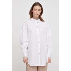 Bavlněná košile Barbour bílá barva, relaxed, s klasickým límcem