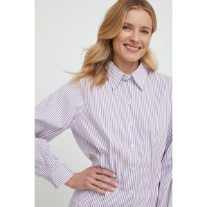 Košile Sisley dámská, fialová barva, slim, s klasickým límcem