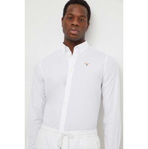 Košile Barbour pánská, bílá barva, regular, s límečkem button-down