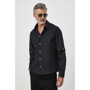 Bavlněná košile Versace Jeans Couture černá barva, relaxed, s klasickým límcem, 76GALY06 CN010