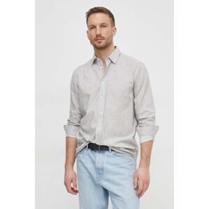 Košile Sisley pánská, šedá barva, regular, s klasickým límcem