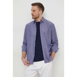 Košile Sisley pánská, tmavomodrá barva, regular, s klasickým límcem