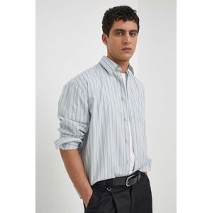 Bavlněná košile Drykorn RIKOV šedá barva, relaxed, s klasickým límcem, 14407847360
