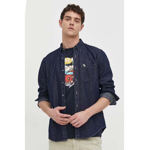 Bavlněná košile Abercrombie & Fitch tmavomodrá barva, regular, s límečkem button-down