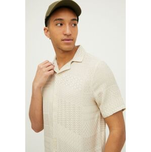 Bavlněná košile Hollister Co. béžová barva, regular