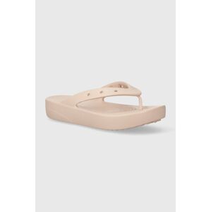 Žabky Crocs Classic Platform Flip dámské, růžová barva, na plochém podpatku, 207714