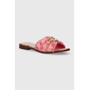 Pantofle Guess SYMO dámské, růžová barva, FLJSYM FAL03