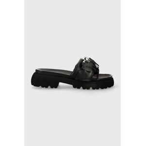 Kožené pantofle Kennel & Schmenger Skill M dámské, černá barva, na platformě, 31-47350