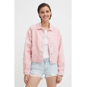 Džínová bunda Pepe Jeans dámská, růžová barva, přechodná