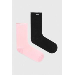 Ponožky HUGO 2-pack dámské, růžová barva