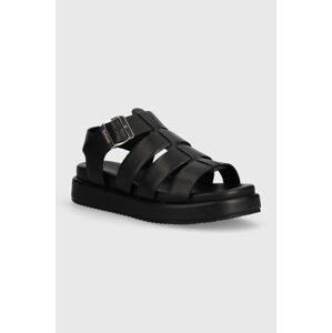 Kožené sandály Barbour Charlene dámské, černá barva, na platformě, LFO0685BK11