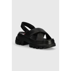 Sandály Tommy Jeans TJW CHUNKY CITY SANDAL dámské, černá barva, na platformě, EN0EN02525