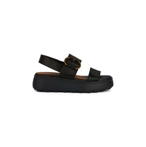 Kožené sandály Geox D SPHERICA EC4.1 S dámské, černá barva, na platformě, D45D4B 00043 C9999