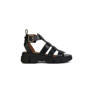 Kožené sandály Geox D LISBONA dámské, černá barva, D45PSB 00043 C9999