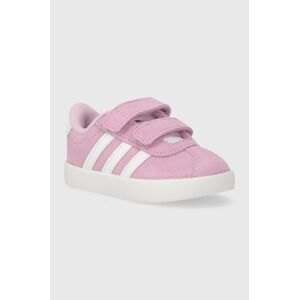 Dětské semišové sneakers boty adidas VL COURT 3.0 CF I růžová barva