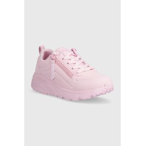 Dětské sneakers boty Skechers UNO LITE EASY ZIP růžová barva