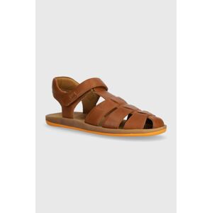 Dětské kožené sandály Camper hnědá barva