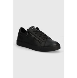 Kožené sneakers boty Calvin Klein LOW TOP LACE UP W/ZIP černá barva, HM0HM01475