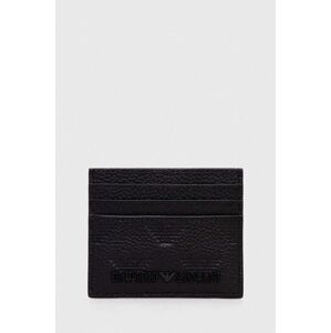 Kožené pouzdro na karty Emporio Armani černá barva, YEM320 Y142V