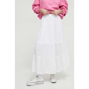 Bavlněná sukně Hollister Co. bílá barva, maxi, áčková