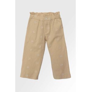 Kalhoty s lněnou směsí pro děti zippy béžová barva, vzorované