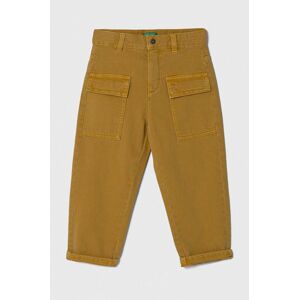 Dětské bavlněné kalhoty United Colors of Benetton žlutá barva, hladké