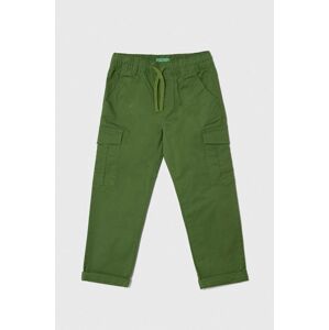 Dětské kalhoty United Colors of Benetton zelená barva, hladké