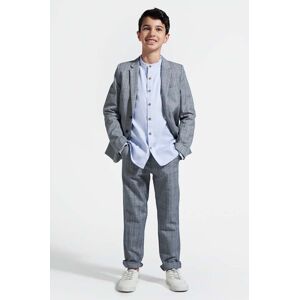 Kalhoty s lněnou směsí pro děti Coccodrillo šedá barva, vzorované